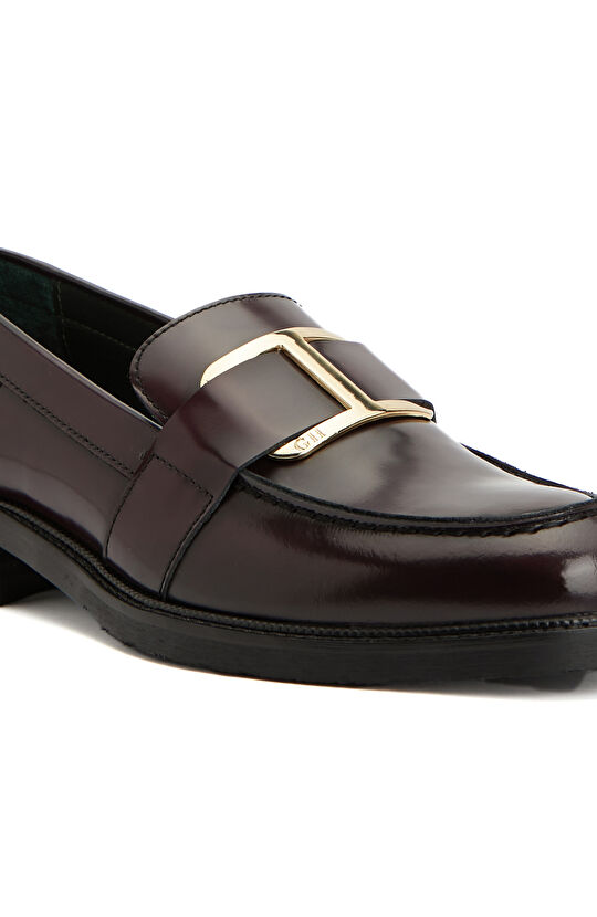 Vişne Tokalı Deri Loafer