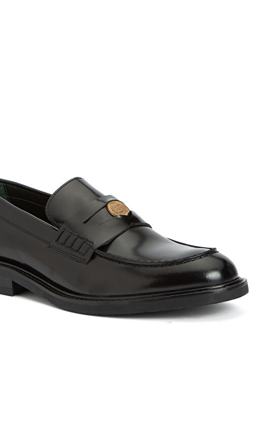 Siyah Kadın Tokalı Rugan Deri Loafer