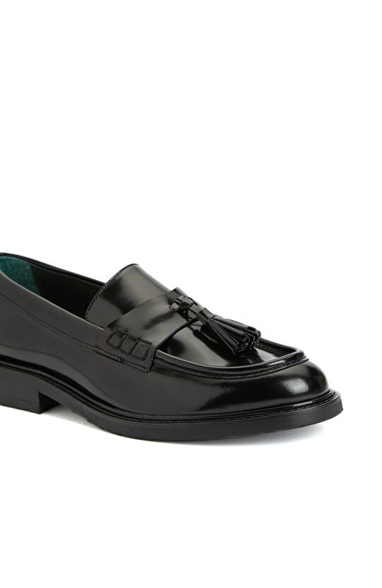 Siyah Kadın Deri Loafer