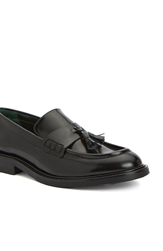 Siyah Tokalı Kadın Deri Loafer