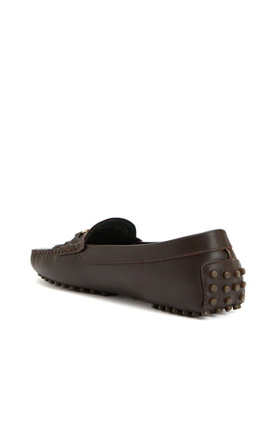 Kahverengi Kadın Deri Loafer