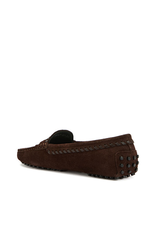 Kahverengi Kadın Deri Loafer