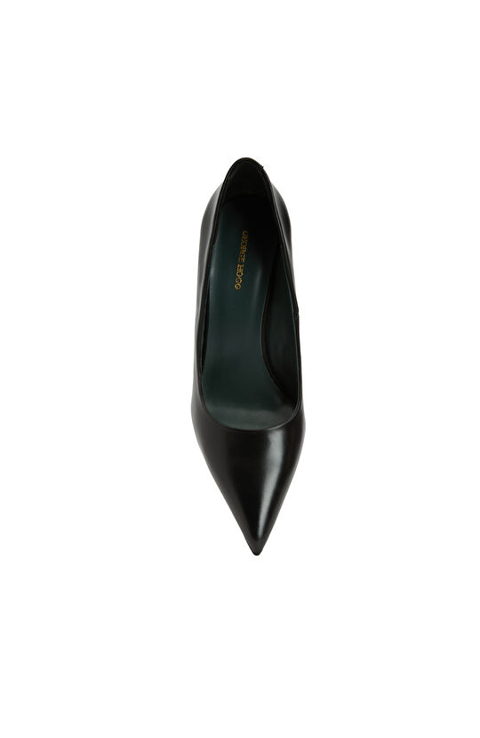 Siyah Deri Topuklu Ayakkabı