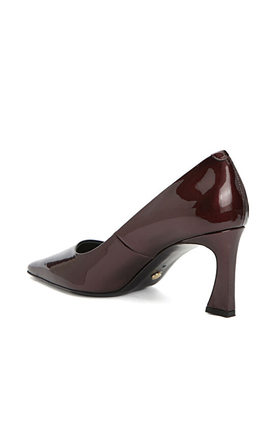 Bordo Rugan Deri Topuklu Ayakkabı