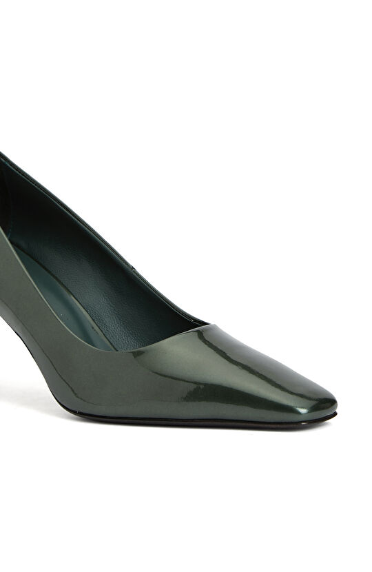 Yeşil Rugan Deri Topuklu Ayakkabı