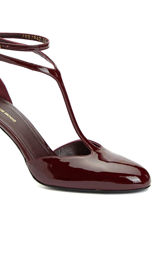 Bordo Rugan Topuklu Ayakkabı