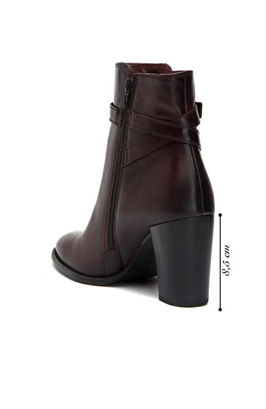 Bordo Kemer Detaylı Kadın Deri Bot