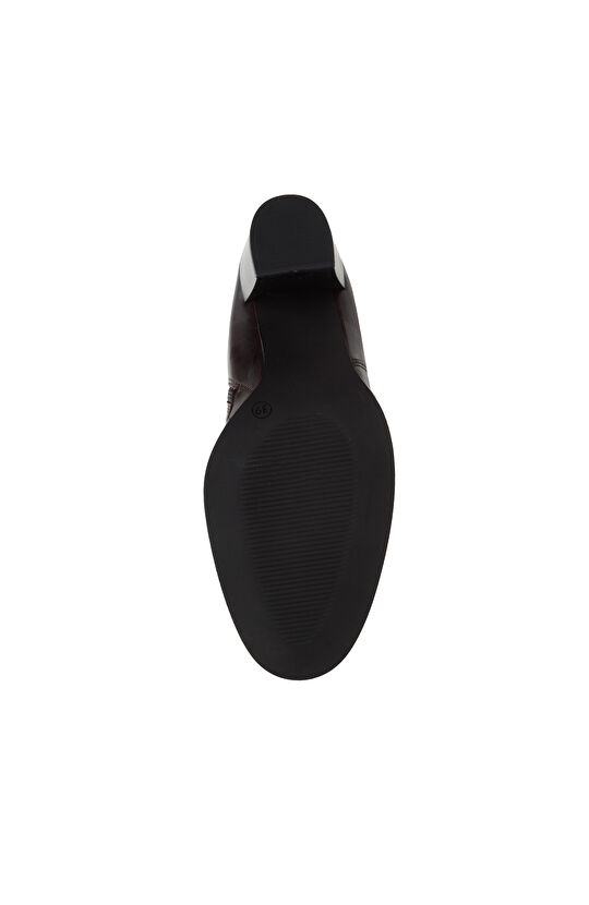 Bordo Kemer Detaylı Kadın Deri Bot