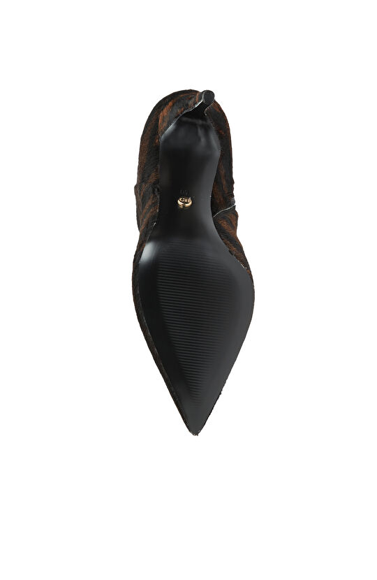 Zebra Desenli Kadın Deri Bot