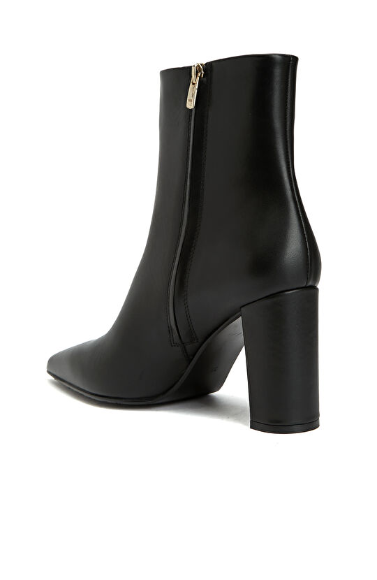 Siyah Kadın Fermuarlı Deri Bot