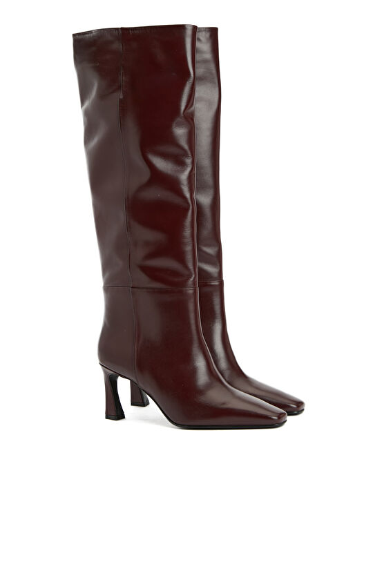 Bordo Kadın Deri Çizme