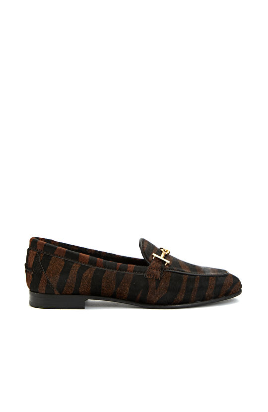 Zebra Desenli Tokalı Kadın Deri Loafer
