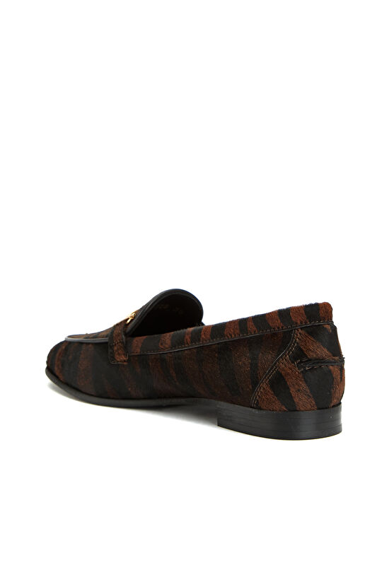 Zebra Desenli Tokalı Kadın Deri Loafer