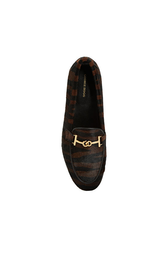Zebra Desenli Tokalı Kadın Deri Loafer