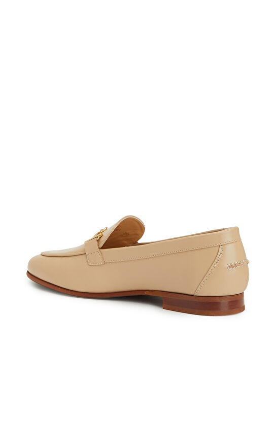 Nude Tokalı Kadın Deri Loafer