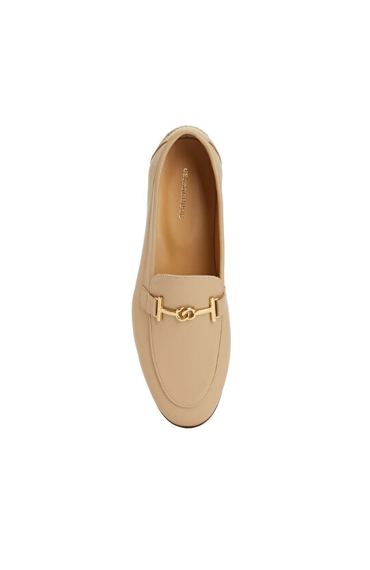 Nude Tokalı Kadın Deri Loafer