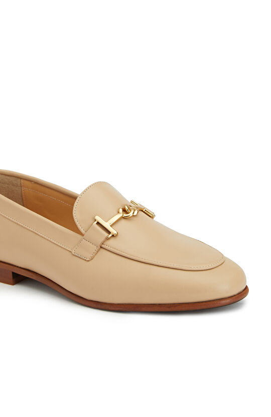 Nude Tokalı Kadın Deri Loafer