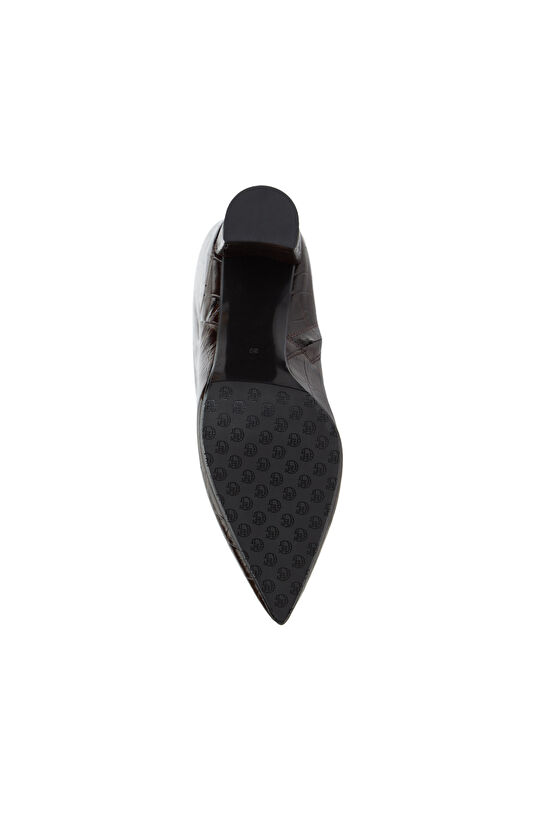 Kahverengi Kroko Desenli Kadın Deri Çizme