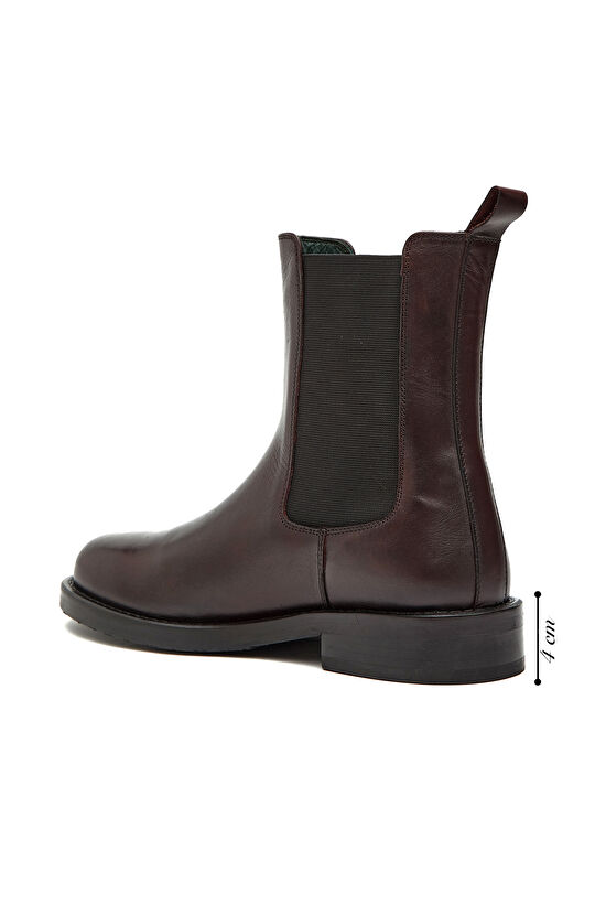 Bordo Kadın Deri Bot