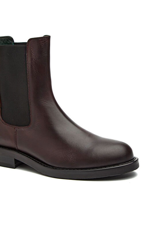 Bordo Kadın Deri Bot