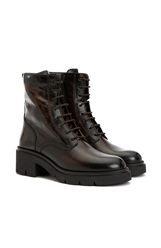 Kahverengi Kadın Deri Bot