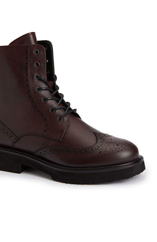 Kahverengi Kadın Zımbalı Deri Bot