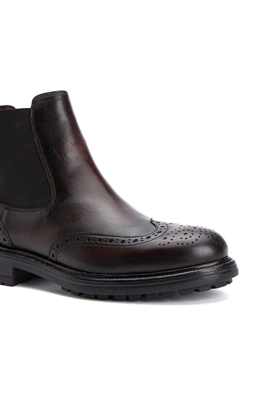 Burgundy Elasticated Women's Leather Boots