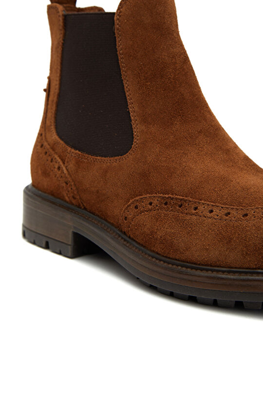 Taba Zımbalı Lastikli Kadın Deri Bot