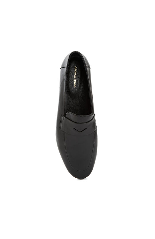 Siyah Kuşak Detaylı Kadın Deri Loafer