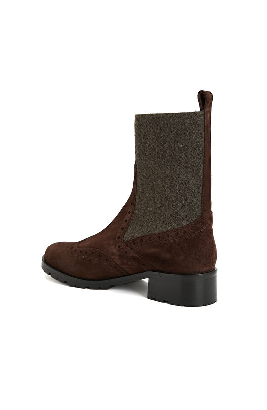 Acı Kahve Lastikli Süet Deri Bot