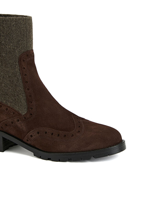 Acı Kahve Lastikli Süet Deri Bot