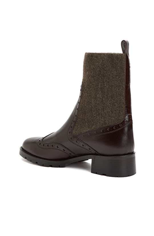 Kahve Kadın Lastikli Süet Deri Bot