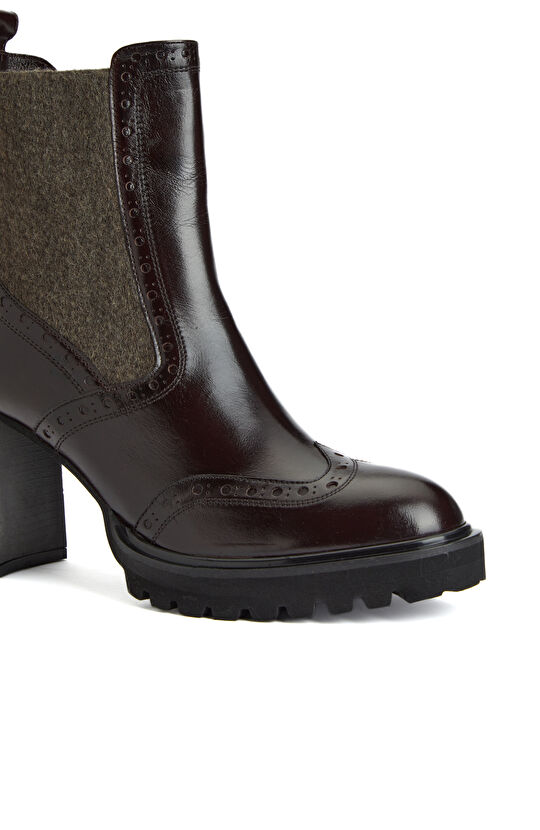 Kahverengi Kadın Topuklu Chelsea Deri Bot