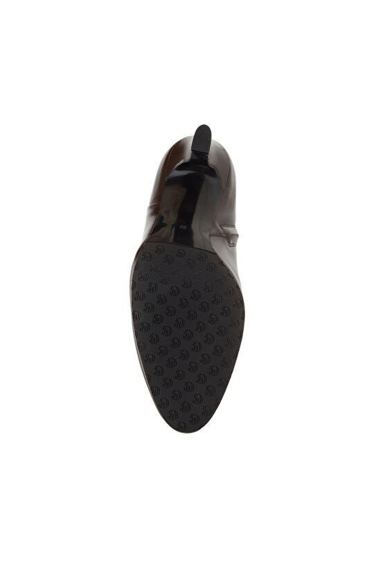 Kahverengi Kadın Topuklu Deri Bot