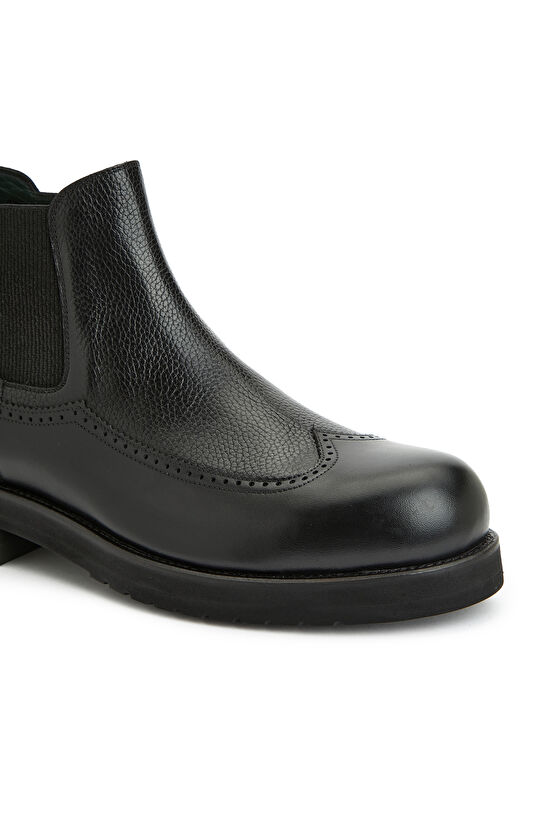 Siyah Erkek Chelsea Deri Bot
