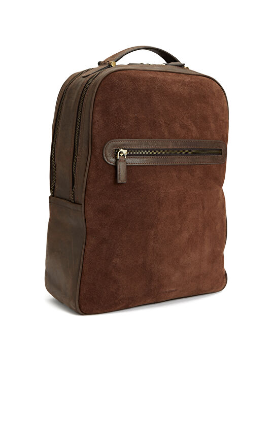 Kahverengi Erkek Süet Sırt Çantası