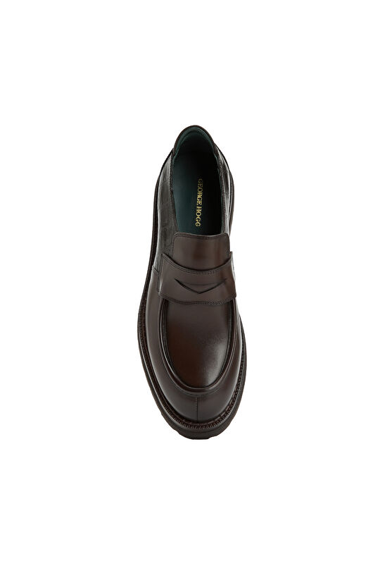 Kahverengi Kroko Detaylı Erkek Deri Loafer