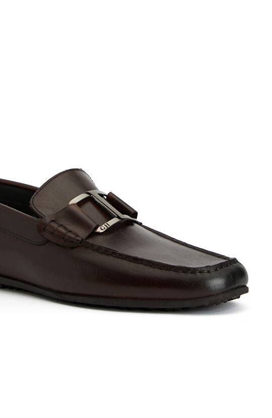 Kahverengi Toka Detaylı Erkek Deri Loafer