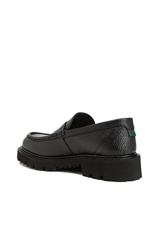 Siyah Baskılı Erkek Deri Loafer
