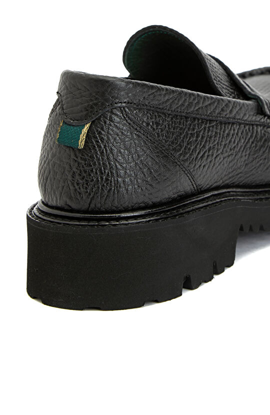 Siyah Baskılı Erkek Deri Loafer