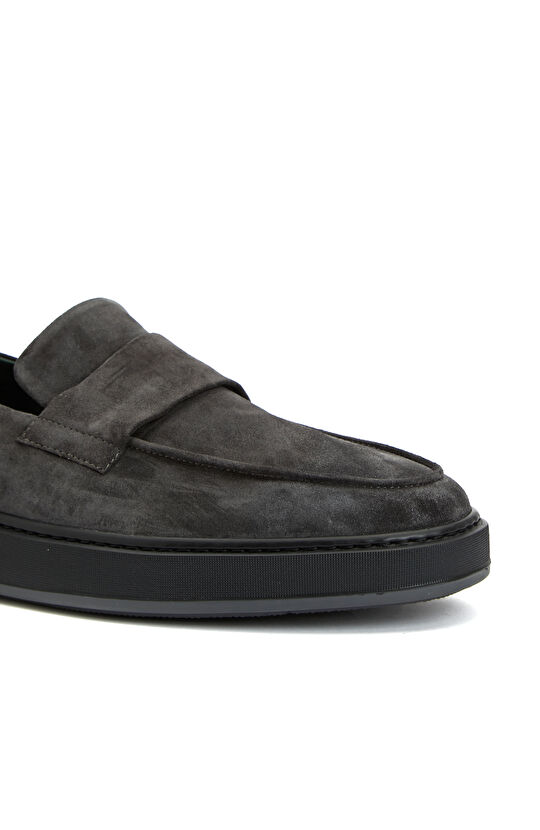 Gri Erkek Süet Loafer
