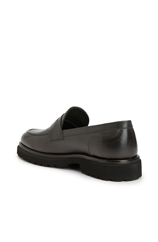 Gri Erkek Deri Loafer