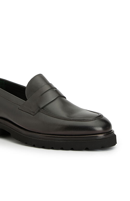 Gri Erkek Deri Loafer