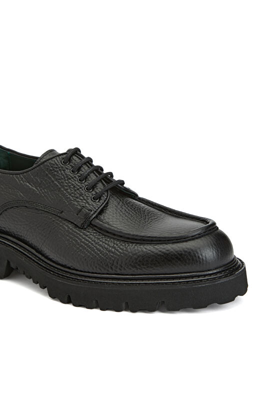 Siyah Baskılı Erkek Deri Ayakkabı