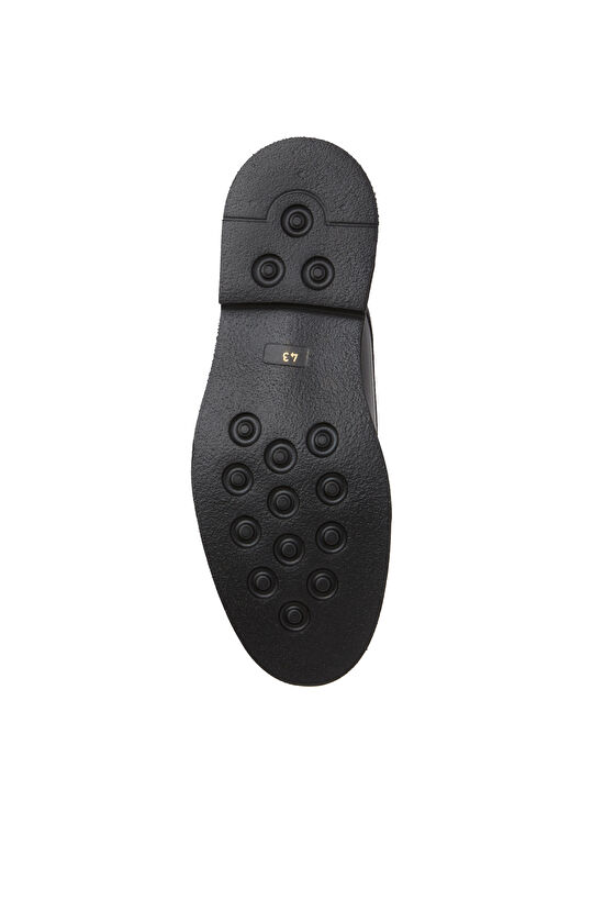 Siyah Saraç Detaylı Erkek Deri Ayakkabı