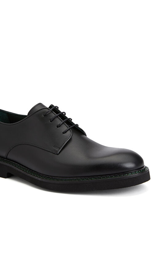 Siyah Saraç Detaylı Erkek Deri Ayakkabı