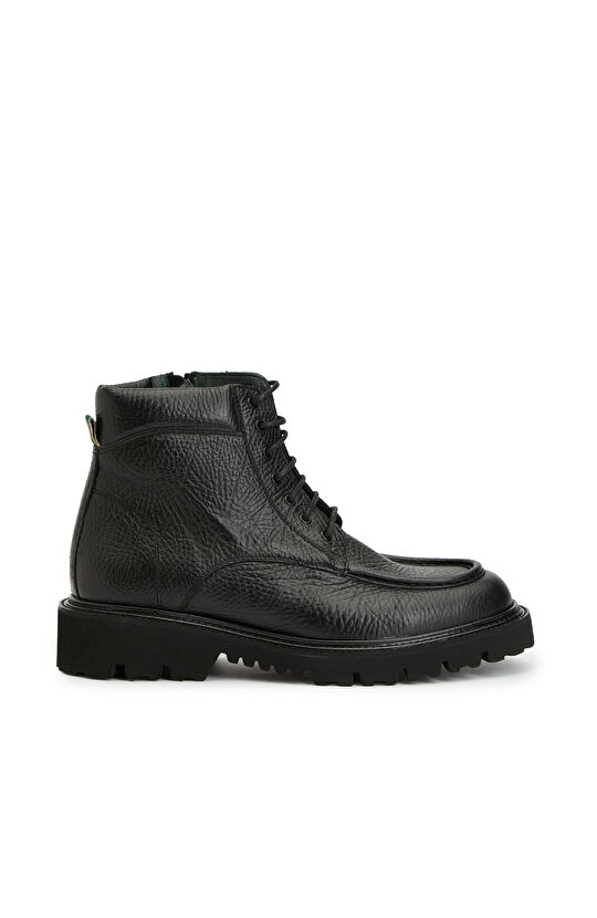 Siyah Baskılı Erkek Deri Postal Bot