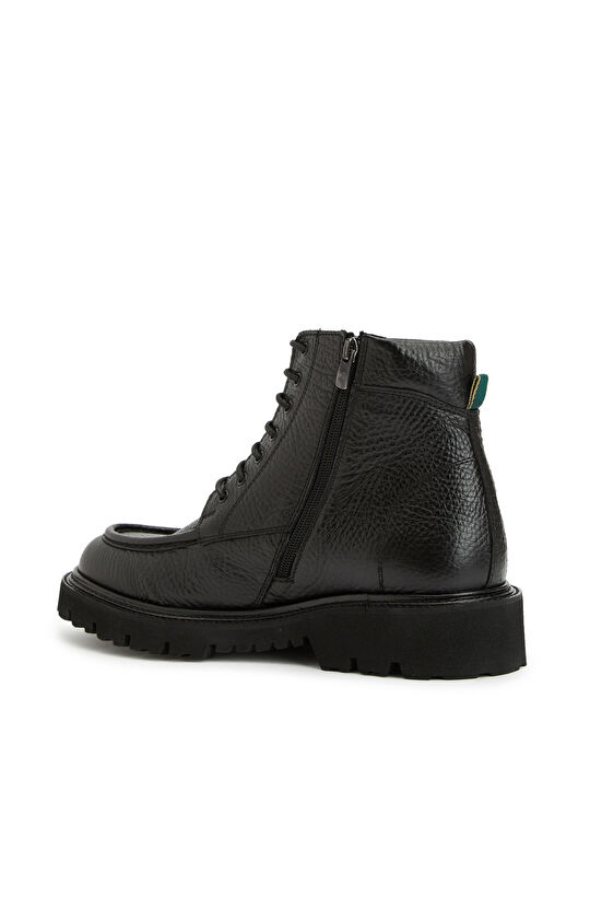 Siyah Baskılı Erkek Deri Postal Bot