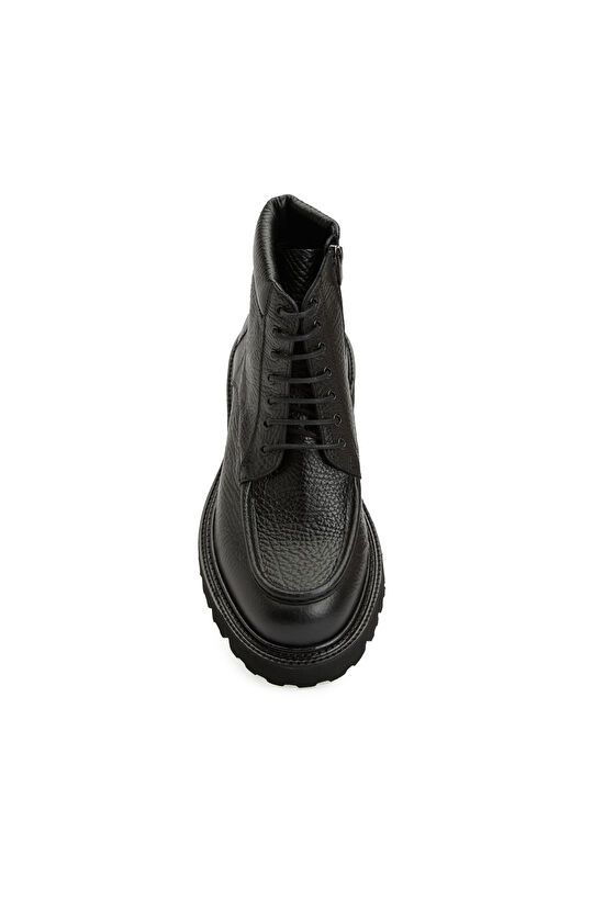 Siyah Baskılı Erkek Deri Postal Bot