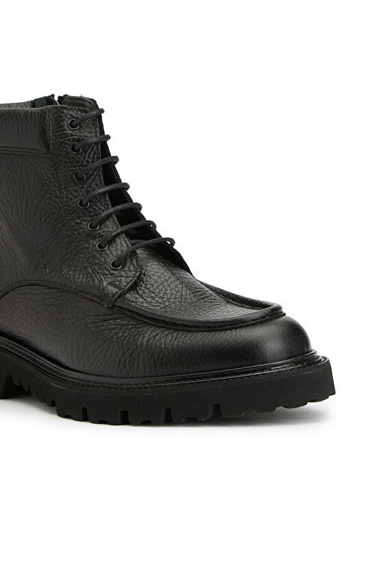 Siyah Baskılı Erkek Deri Postal Bot